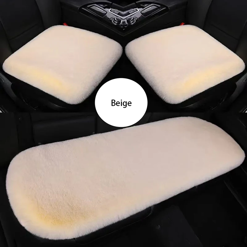 

Car seat cushion winter plush seat cushion without backrest three piece set plush warm short hair car seat cushion