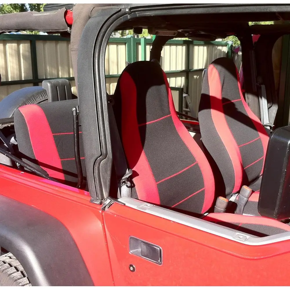 

Неопреновый чехол на сиденье на заказ подходит для Wrangler YJ 1987-96 Полный комплект передних и задних сидений, водонепроницаемый, простой реставрационный старый сиденье (красный на B