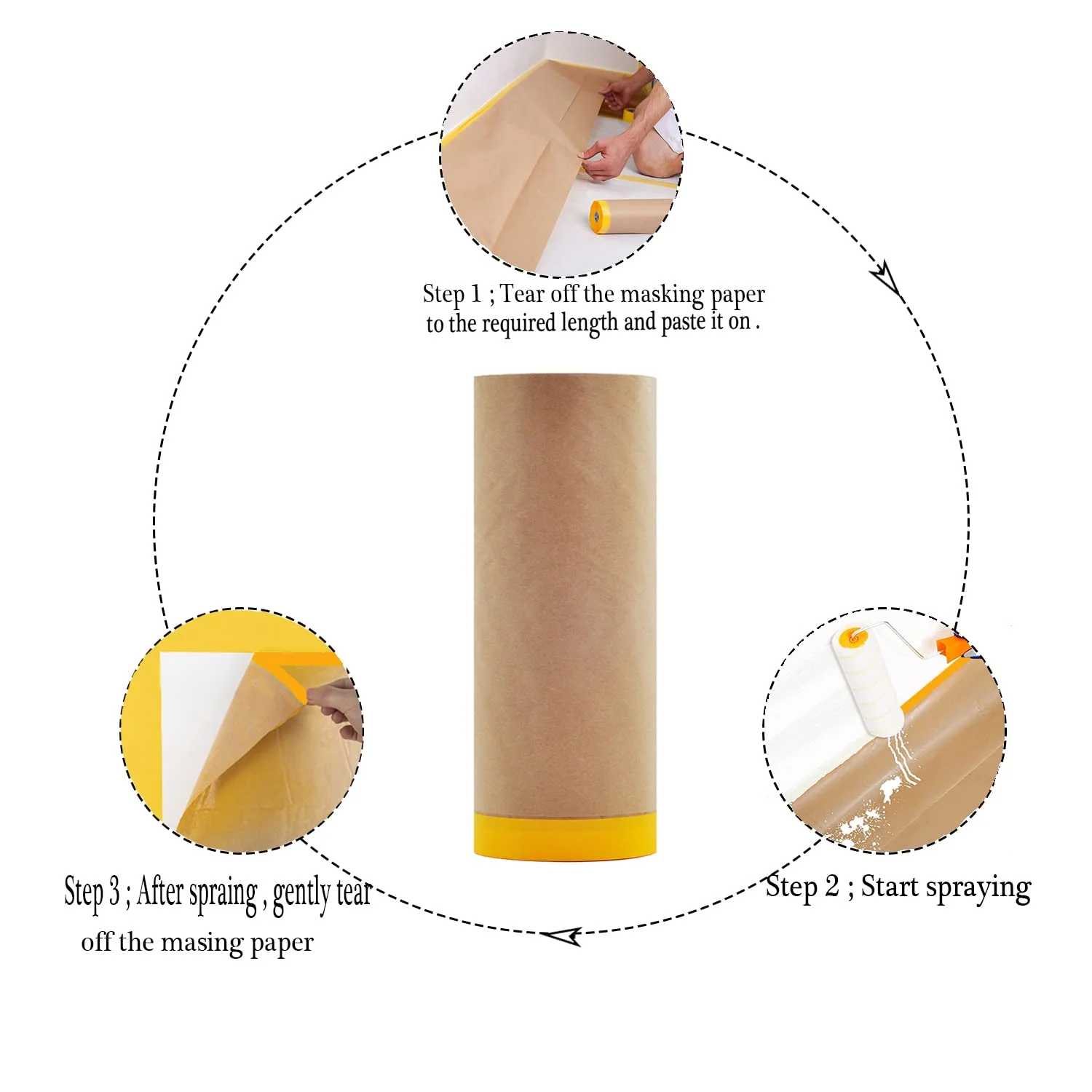 Masking Paper Paint Paper with Adhesive Painters Paper Automotive Paint Paper Roll with Tape Automotive Paint Paper Tape