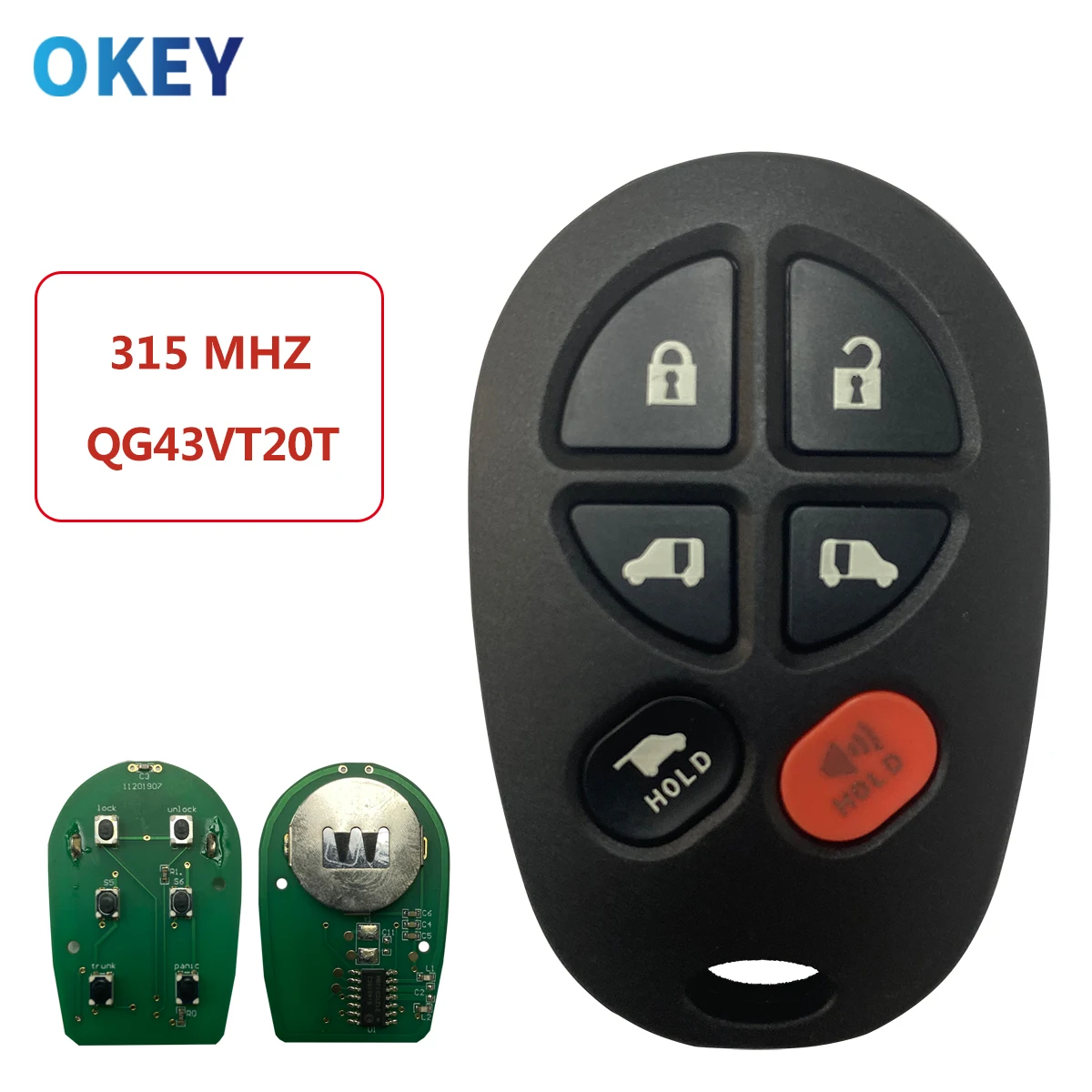 

Okey Remote Car Key 315MHZ 6Button For Toyota Sienna 2004-2016 Toyota Sienna Car Remote Keyless Entry