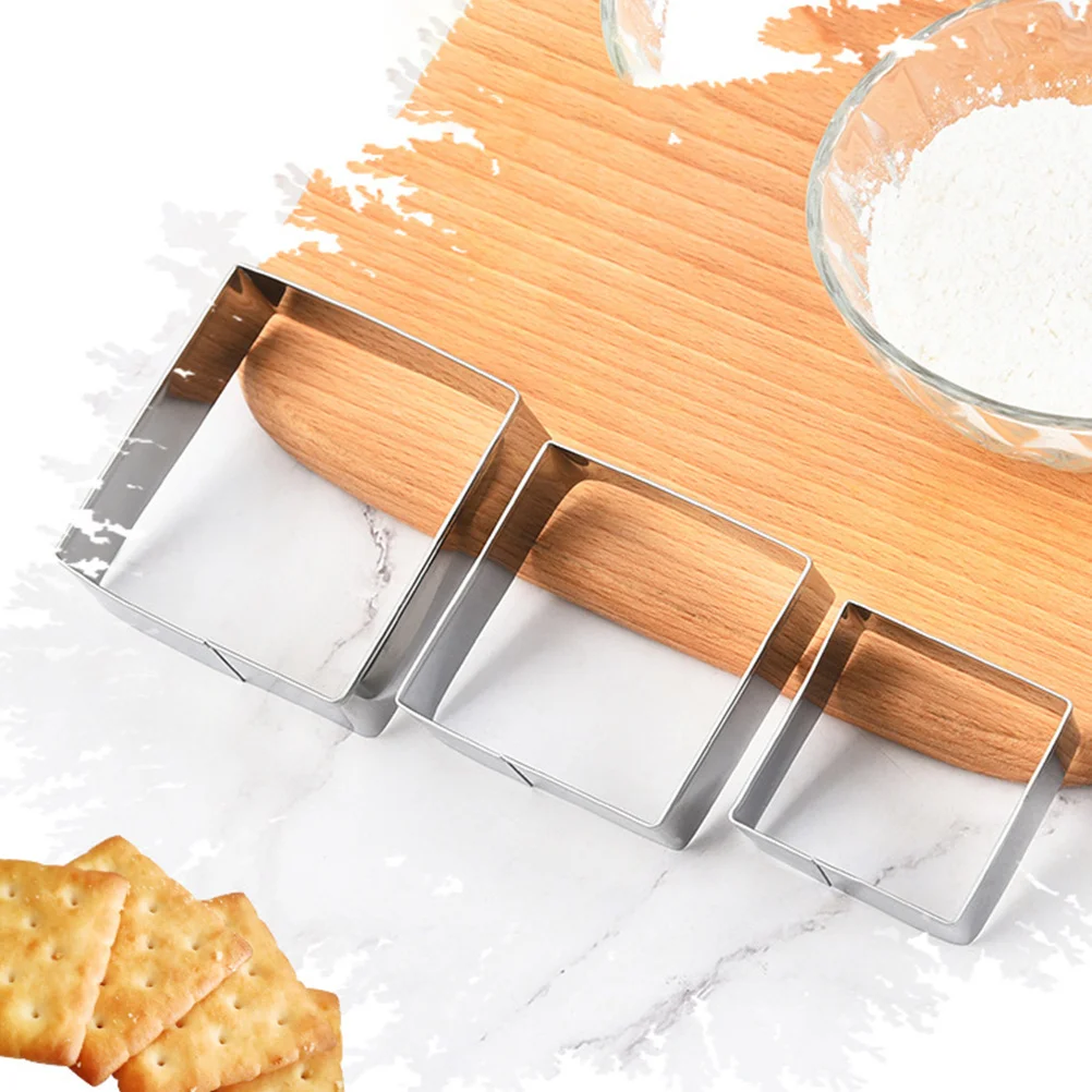 

5Pcs Metal Cookie Cutters Stainless Steel Biscuit Molds Square Shapes Pastry Cutters for Baking Dough Pancake Cheese Jelly