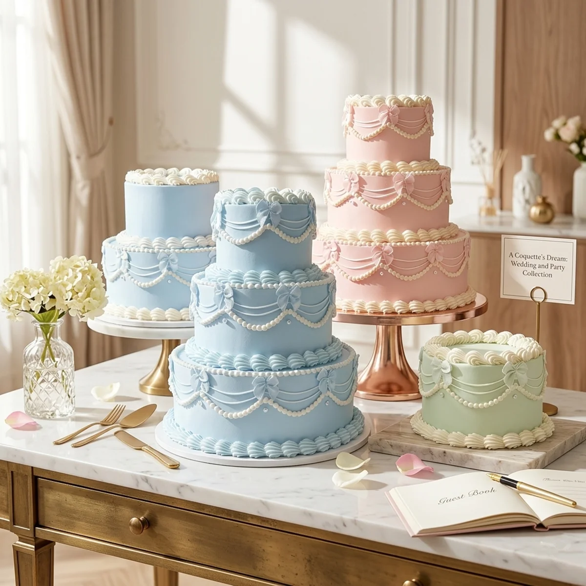 3-stöckiger rosa Kunstkuchen, 26 cm hoch, Vintage-Design mit Perlen und Schleifen, künstlicher Kuchen für Hochzeiten, Geburtstagsfeiern, Foto-Requisiten, Heimdekoration – Detail 2