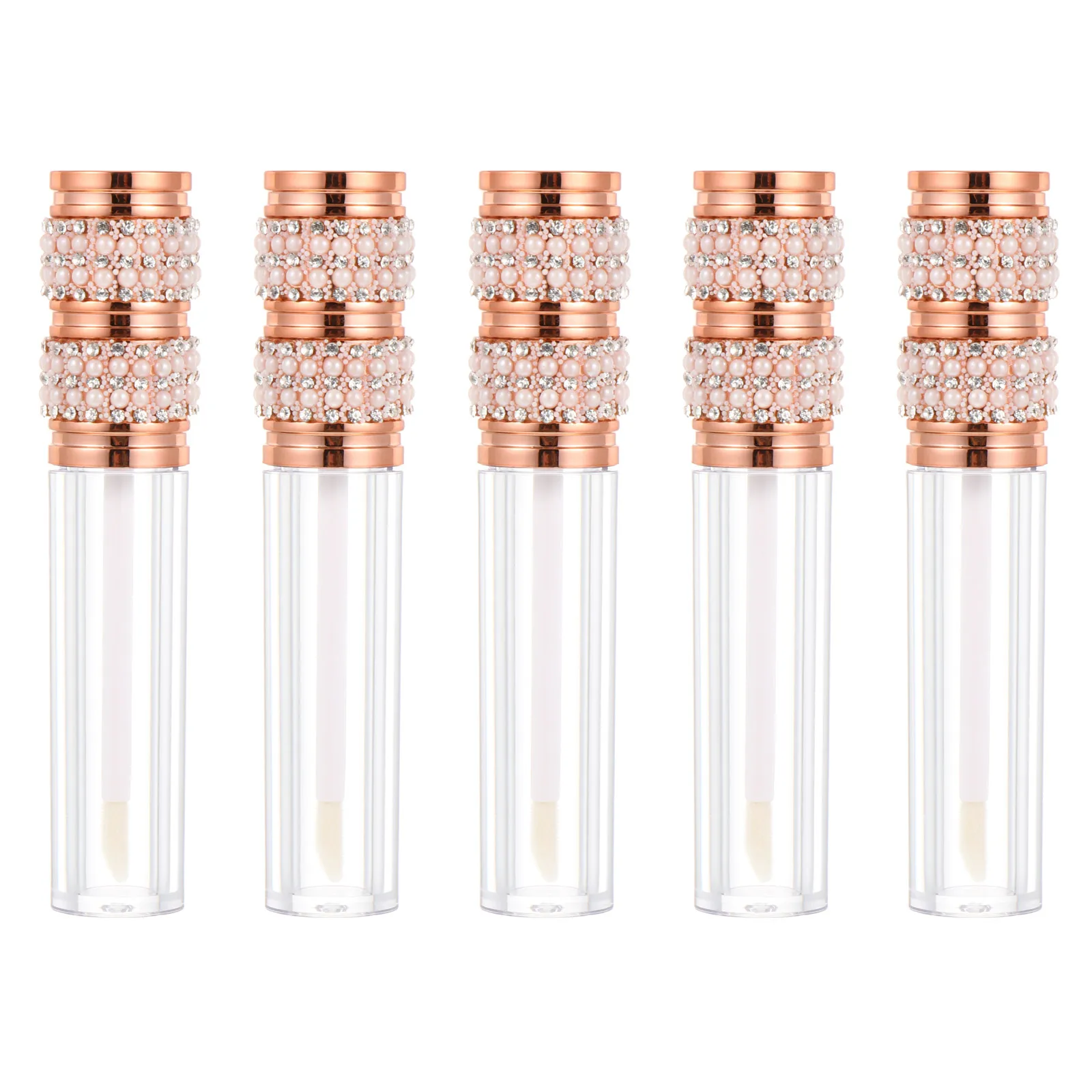 Tubes de brillant à lèvres rechargeables, 5 pièces, matériau Premium, petites bouteilles de baume à lèvres portables pour le stockage du rouge à lèvres, bouteille de rouge à lèvres