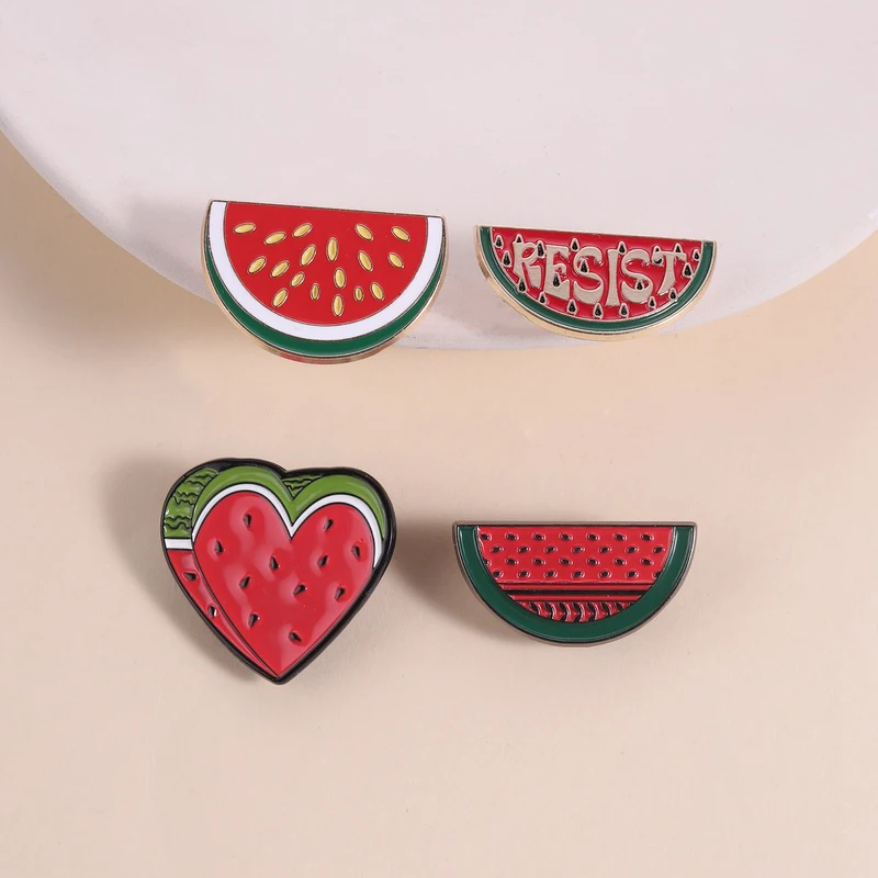 Watermelon Enamel Pins World Peace Freedom Cultural Symbol Handala Boy Brooches Lapel Backpack Badge Jewelry Gifts for Friends