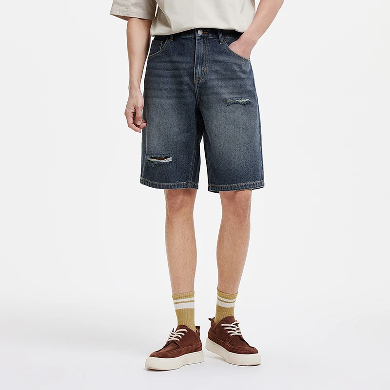 Semir Distressed Denimกางเกงขาสั้นผู้ชายVINTAGE Coolingหลวมความยาวกลาง 2025 ฤดูร้อนใหม่แฟชั่นอินเทรนด์กางเกงขาสั้น