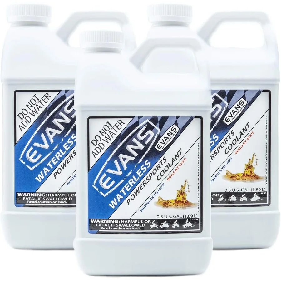 Evans Refrigerante EC72064 Refrigerante motore senza acqua Powersport 64 fl. oz. Confezione da 3 per motociclette ad alte prestazioni e Powersport Vehi