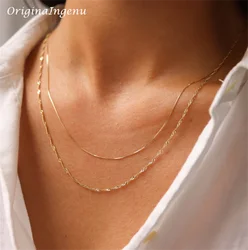 14K Gold Filled Singapore Chain Necklace Dainty Rope Chain Necklace Tarnish Resistant Jewelry Boho Necklace for Women