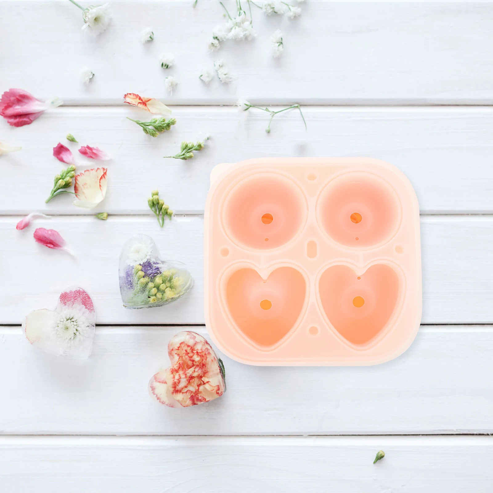 

Ice Cube Mold Rose Molds for Cocktails Maker Tray Flower Silicone Shape Love Freezer Heart Trays