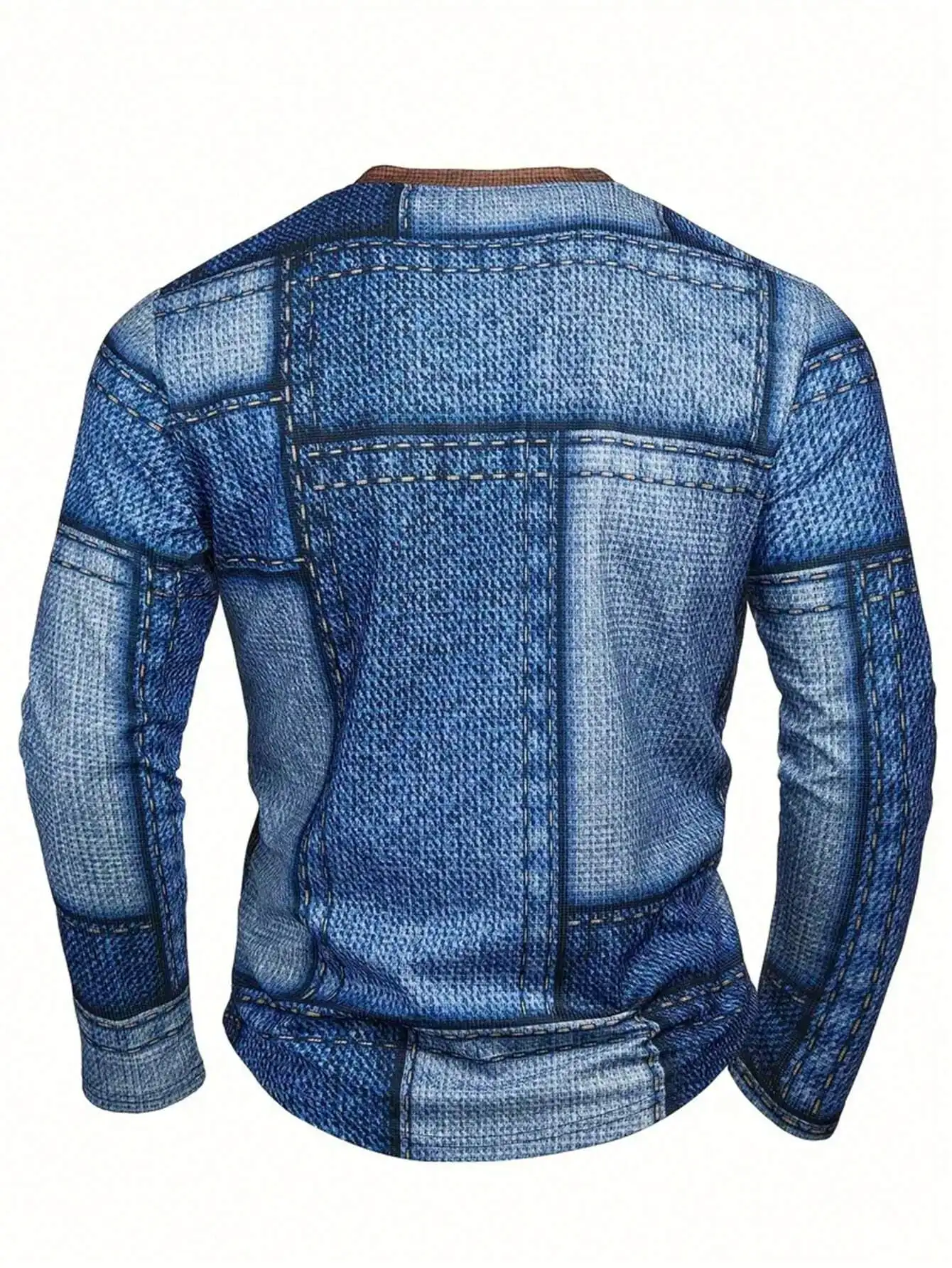 

Мужская повседневная кофта с длинным рукавом и 3D-принтом в стиле деним