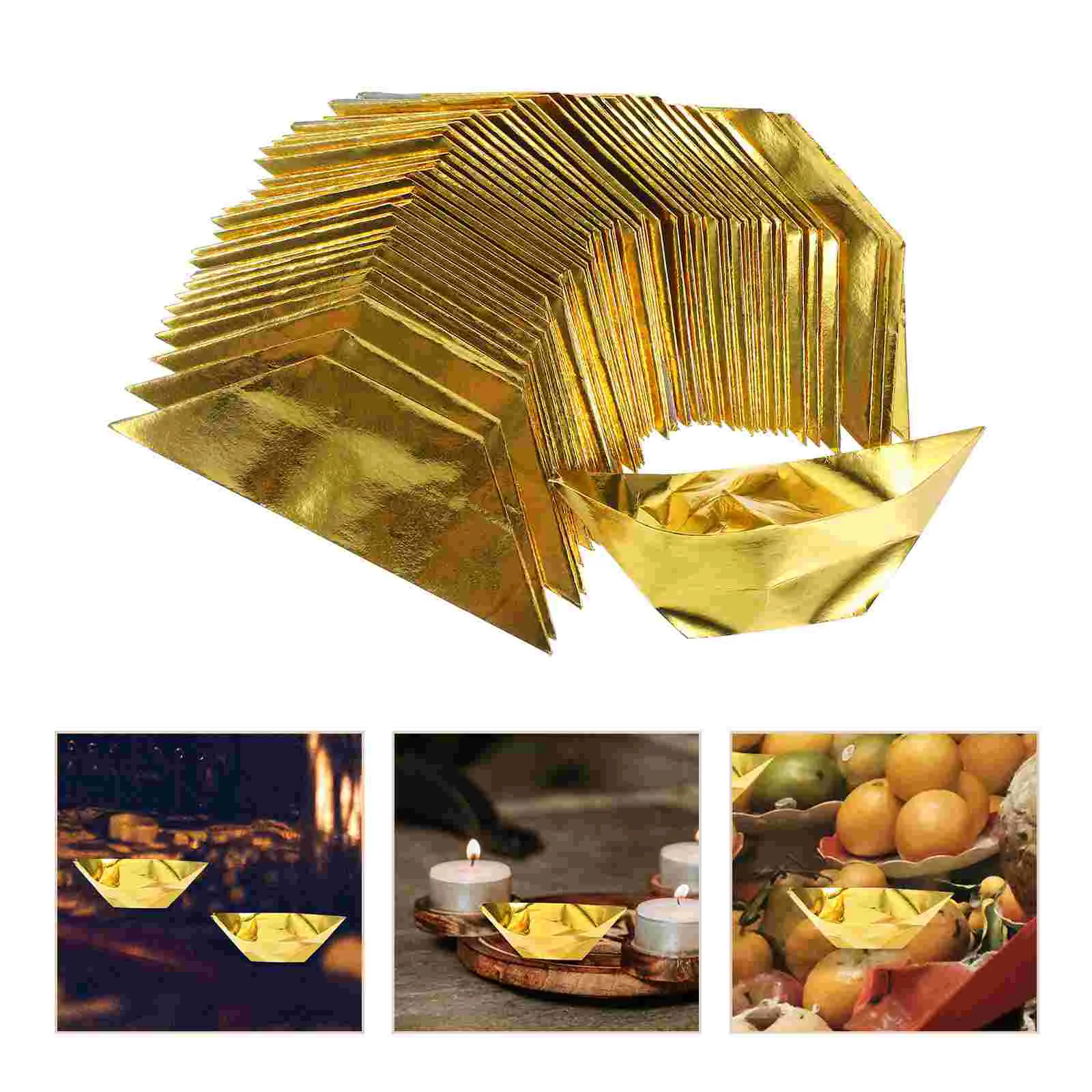 

1000 Pcs Golden Sacrificial Supplies (12*15 Pack) Handmade Worship Ingot Burning Paper Large Sacrificing Ingots