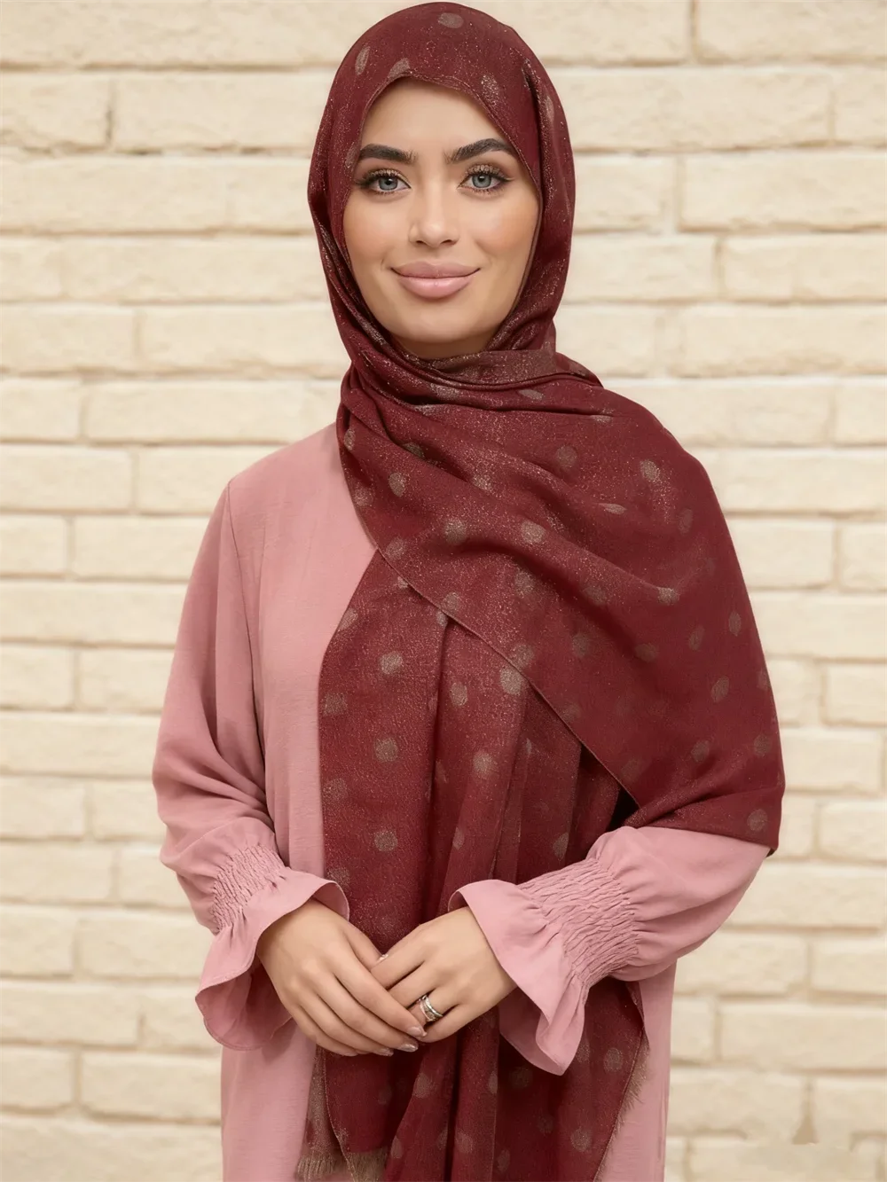 

Новый высококачественный мусульманский платок в горошек с кисточками, шарф-шаль, женский головной убор, бандана, повязка на голову, буфанда, фулярд, тюрбан для женщин