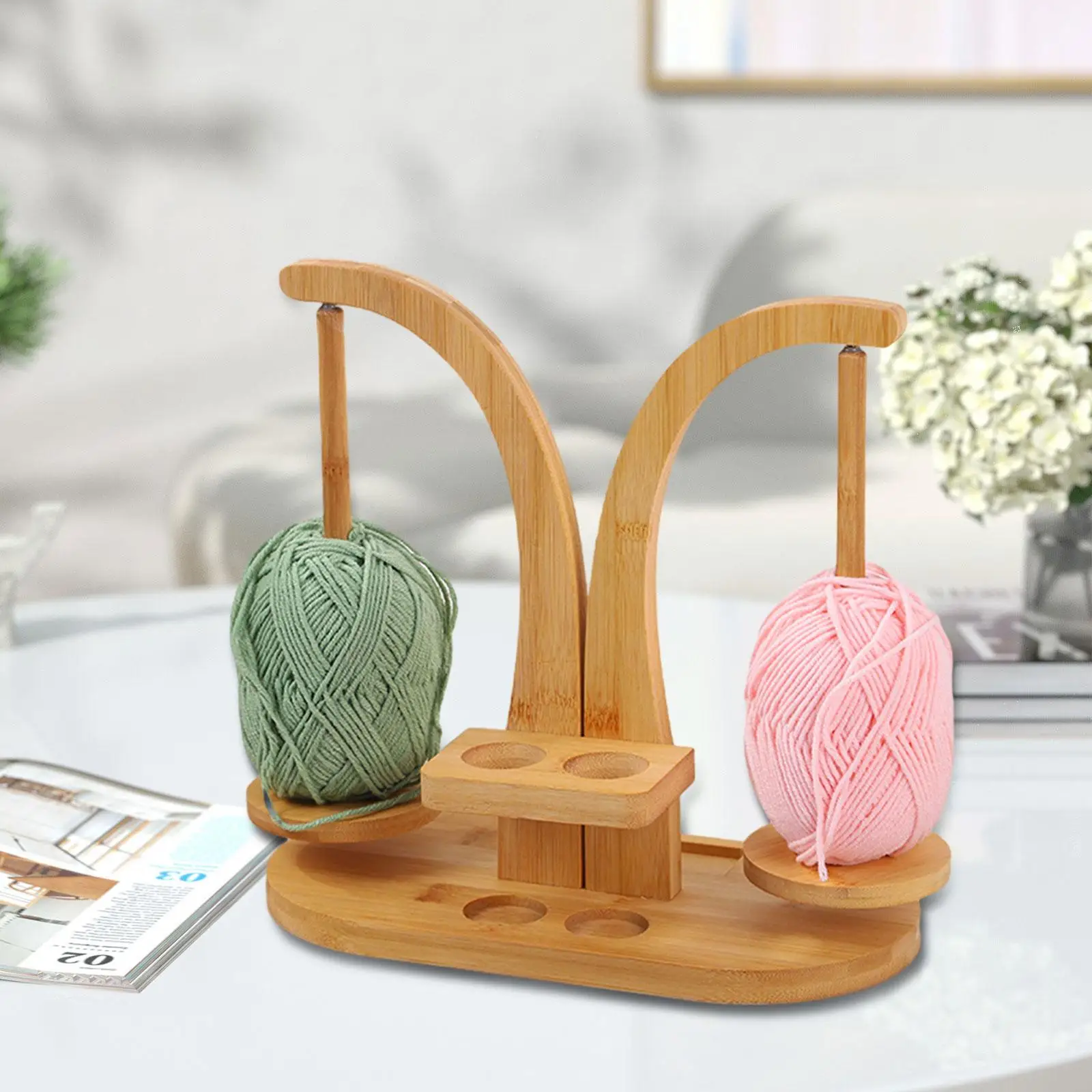 Yarn Holder Thread Holder Tabletop Solid Wood Stable Portable Dispenser for Knitting Women Beginners Enthusiasts Accessories