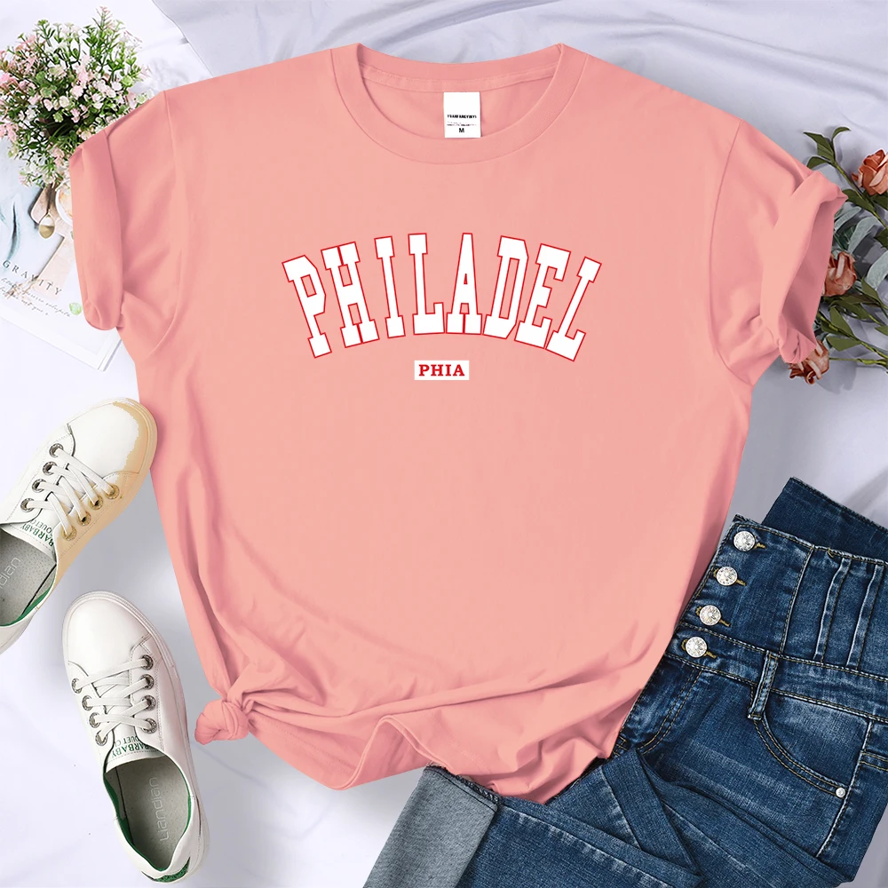 Philadel Phia America'S Fifth Largest City T Shirt Female Street Fashion T-Shirt Breathable Tops New Hip Hop Casual Short Sleeve