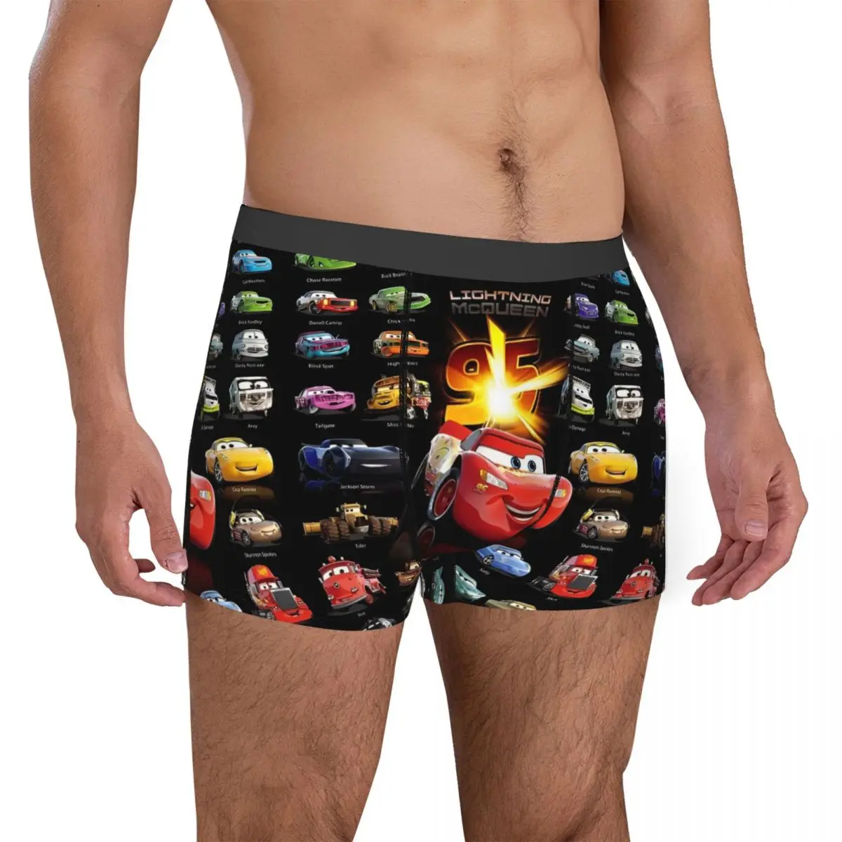 Boxers impressos Men's Lightning McQueen Cars, Cuecas Novidade, Roupa Interior, Cueca, A vida é uma rodovia, 95