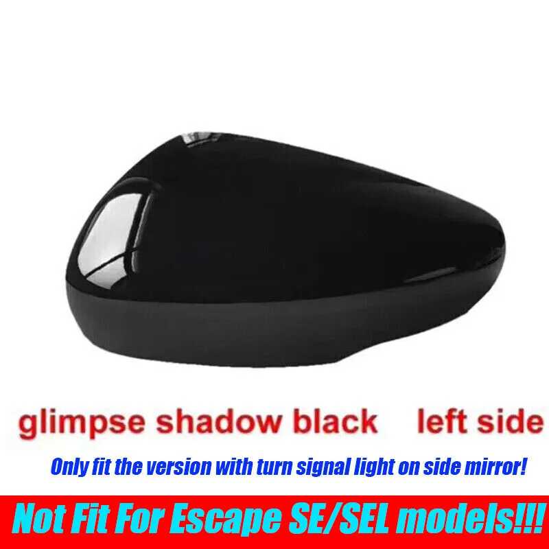 

For Ford Escape 2020-2021 Left Black w/ Turn Signal Hole Side Mirror Cover Cap