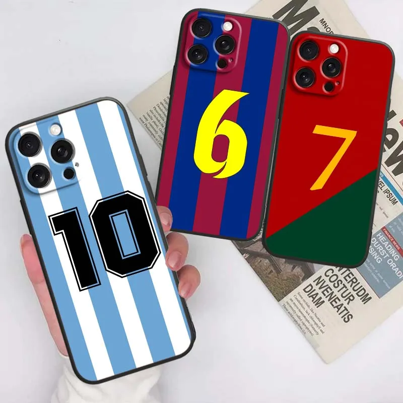

Fashion jersey number Phone Case For Apple iPhone 17 16 16E 15 14 13 12 11 Pro Max Plus Air Black Soft Silicone Cover