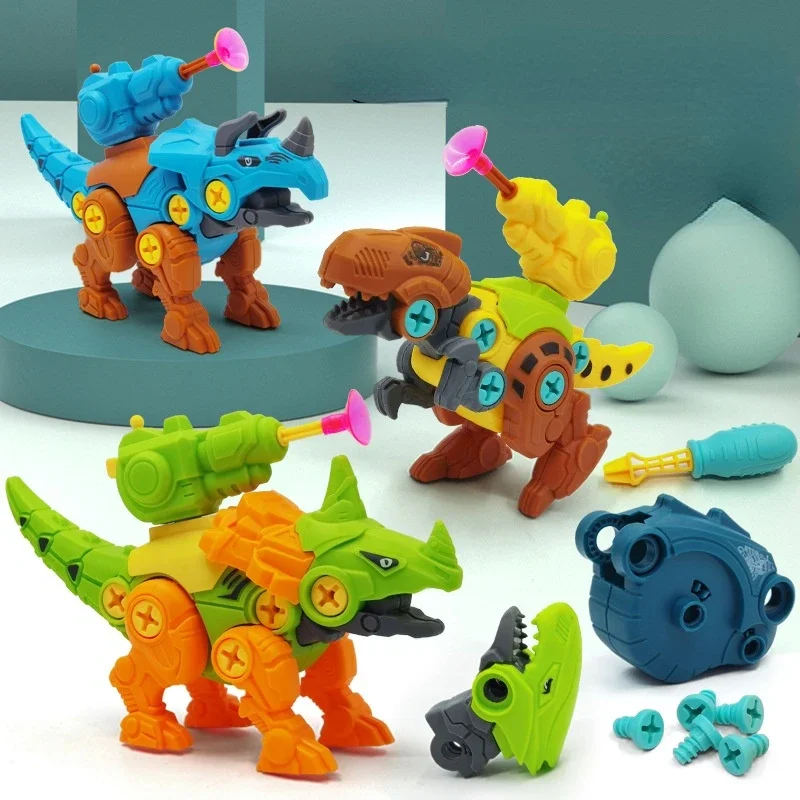 

Assembled Dinosaur Disassembly Children's with Soft Projectile Ejection Screwable Dinosaur Figures Bricks Dino Toys Combination