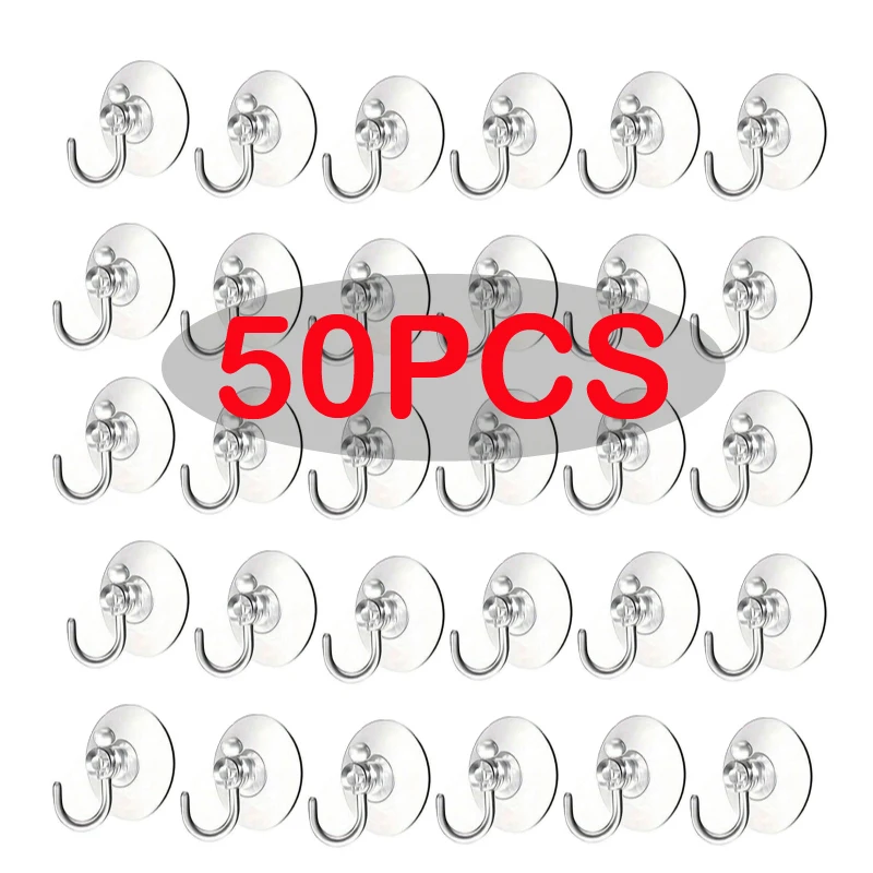 50PC Transparent Multi-Purpose Hooks Heavy Duty Multi-Purpose Wall Hook Key Holder Towel Holder For Kitchen Bathroom Accessories