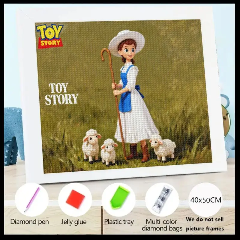 

1PC Disney Toy Story Bo Peep Diamond Painting Kit, 5D Full Drill Diamond Art Set 40x50CM, DIY Cartoon Movie Character Gem Painti