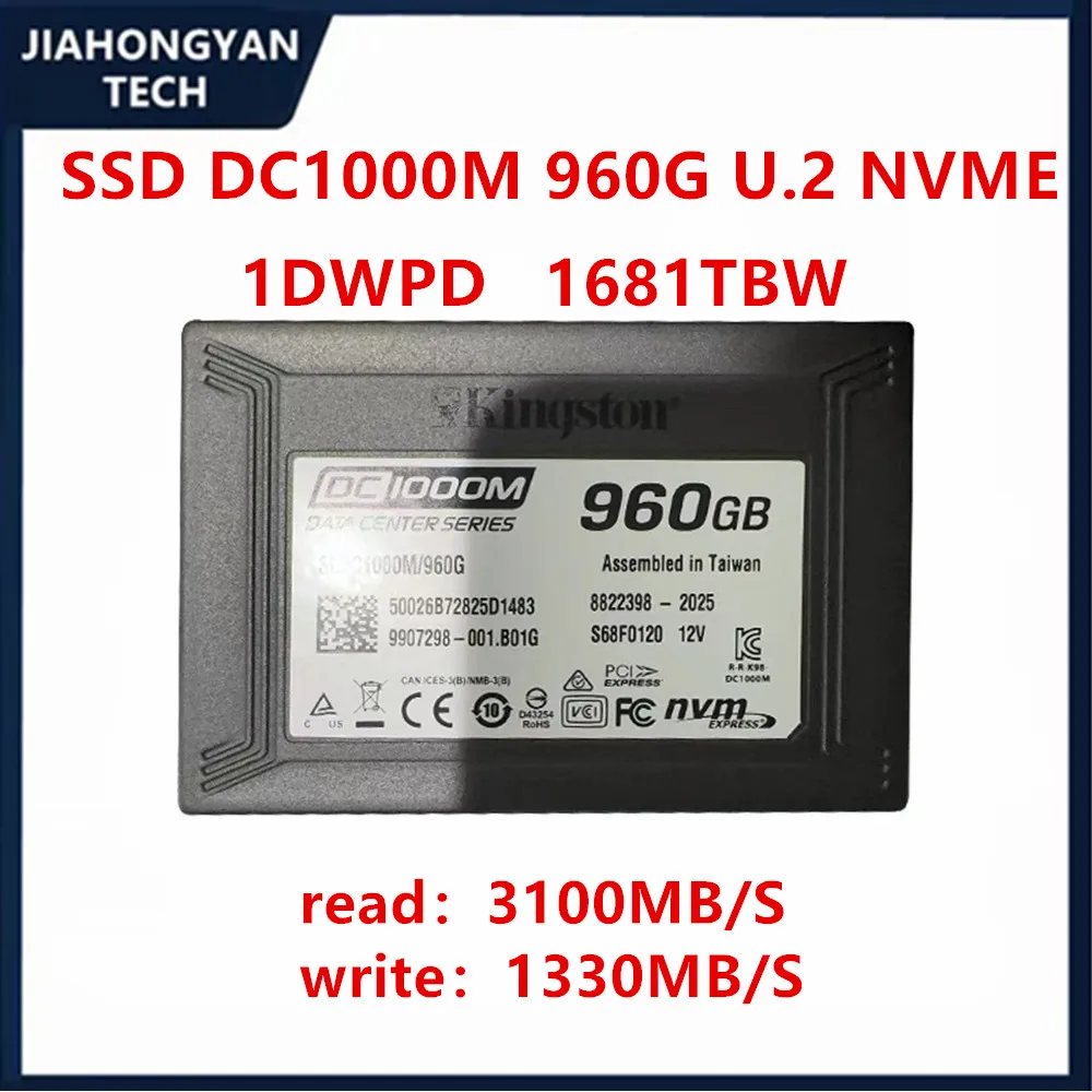 

NEW Original For Kingston SEDC1000M Series DC1000M 960G Enterprise Solid State Drive with U.2 Interface NVME Protocol PCIE3.0