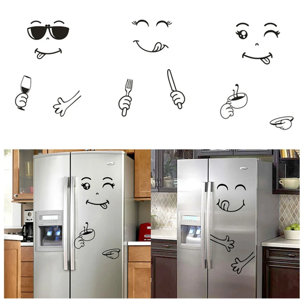 Cute Sticker Fridge Happy Delicious Face Kitchen Fridge Wall Stickers Art Cute  Wall Stickers Refrigerator home decortion