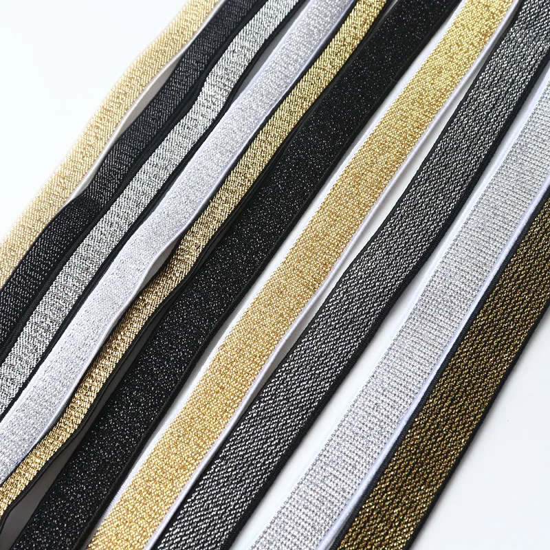 1M Gold Wire and Silver Wire Flat Elastic Band Gold Silver Elastic Sewing Rubber Band Diy Clothing Belt Jewelry Sewing Accessori