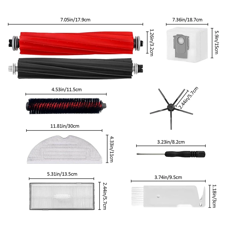 Main Roller Brush Side Brushes Filter, Mop Wipes,Vacuum Robot Spare Parts, Acessório para Roborock S8 Pro, Ultra