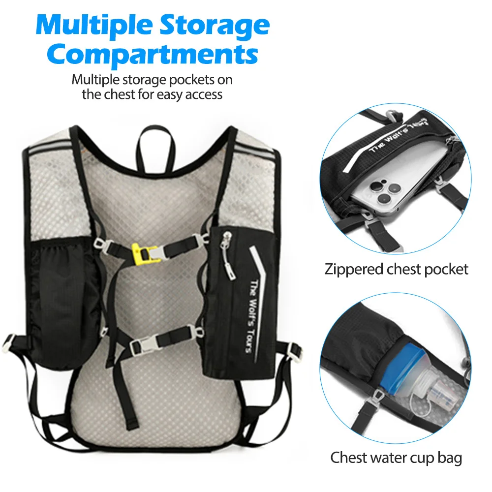 Lauf-Hydrationsweste Rucksack für Männer und Frauen Outdoor-Sporttasche Trail Marathon Jogging Wandern Rucksack Option mit Wasserbeutel – Detail 10