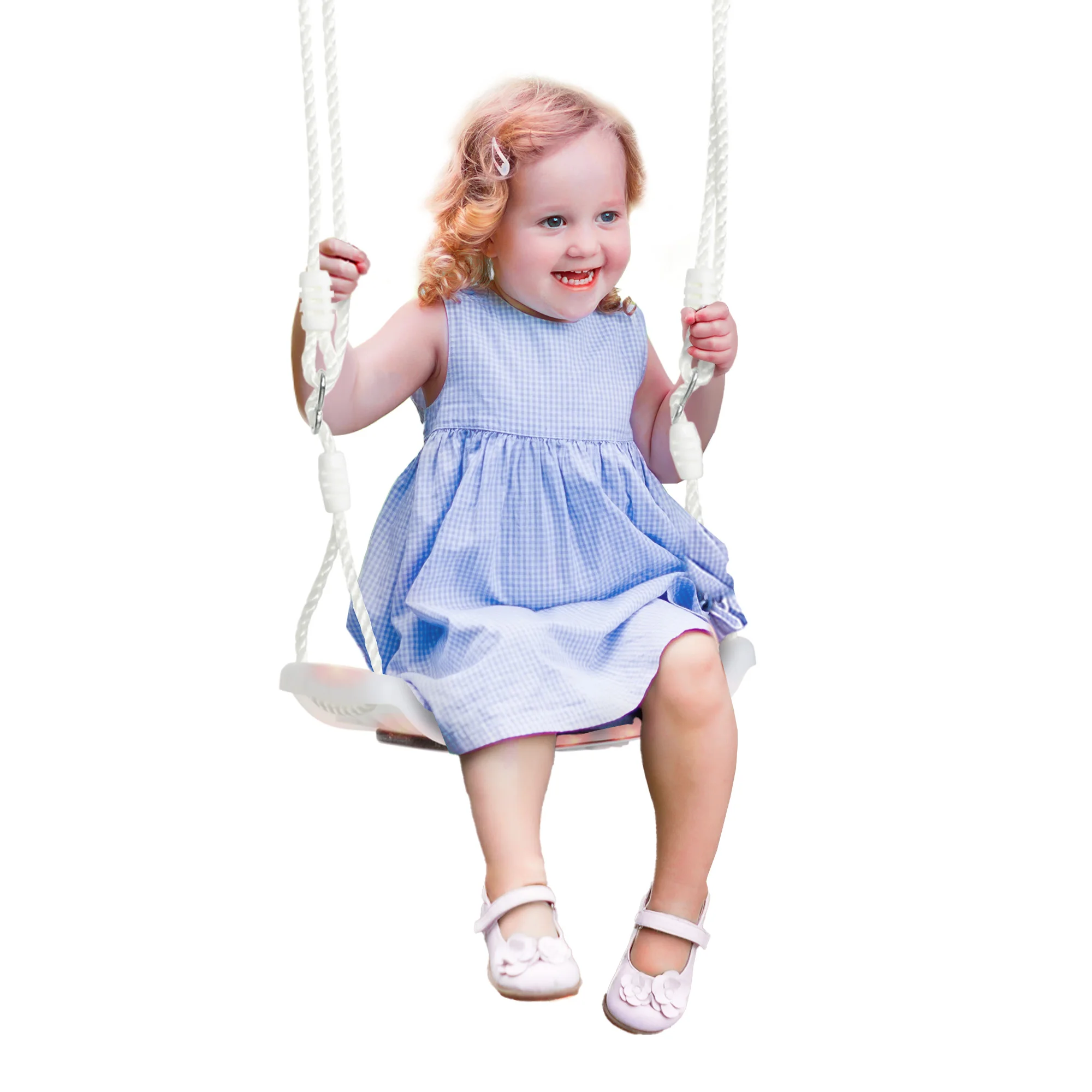 Outsunny 3-6 Years Children's Swing with LED Lights Children's Swing with Adjustable Seat Height for Indoor and Outdoor 39x16,5x120-180 cm White