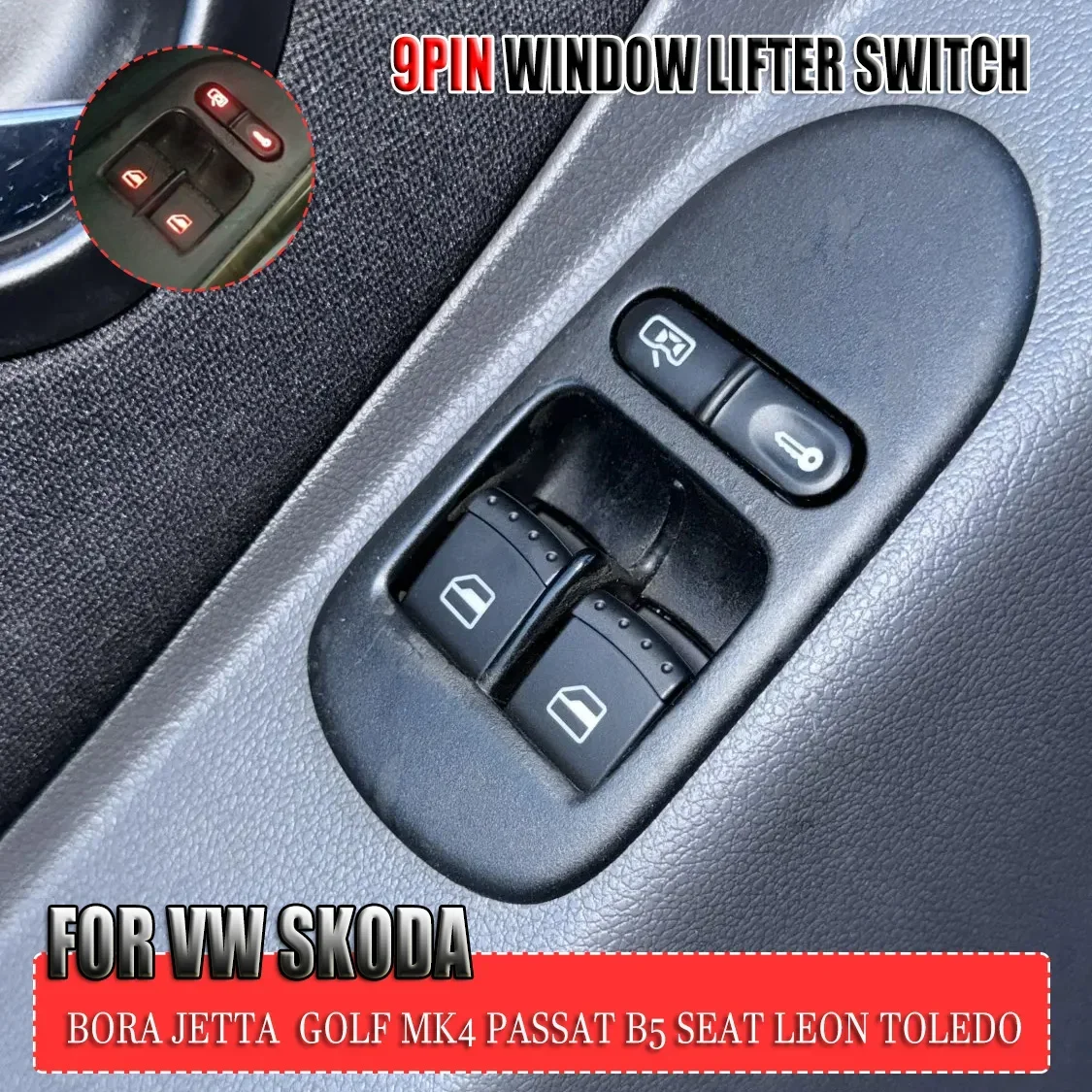 Electric Power Window Lifter Control Switch For Volkswagen VW Golf 4 MK4 Passat Bora Seat Leon Toledo 1J3959857 3B0959855B