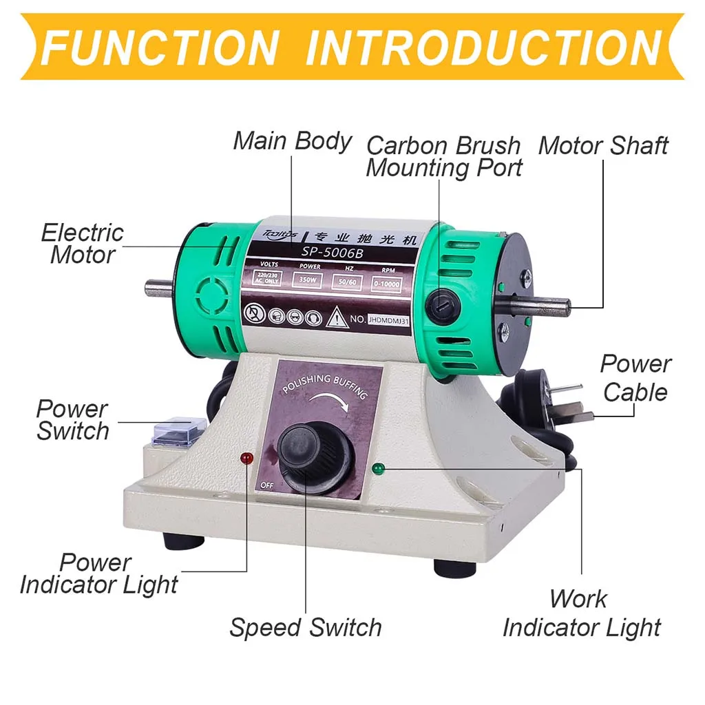 Easy to Use SP-5006B Bench Lathe Polisher - Multi-purpose Jewelry Polishing Grinding Machine CE Certified