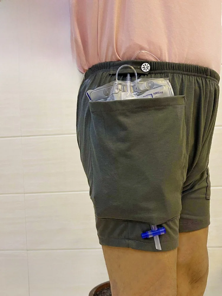 Urinary Drainage Bag Underwear Bladder Kidney Surgery Care Fixed Shorts Cotton Home Leisure Comfortable for Middle Age