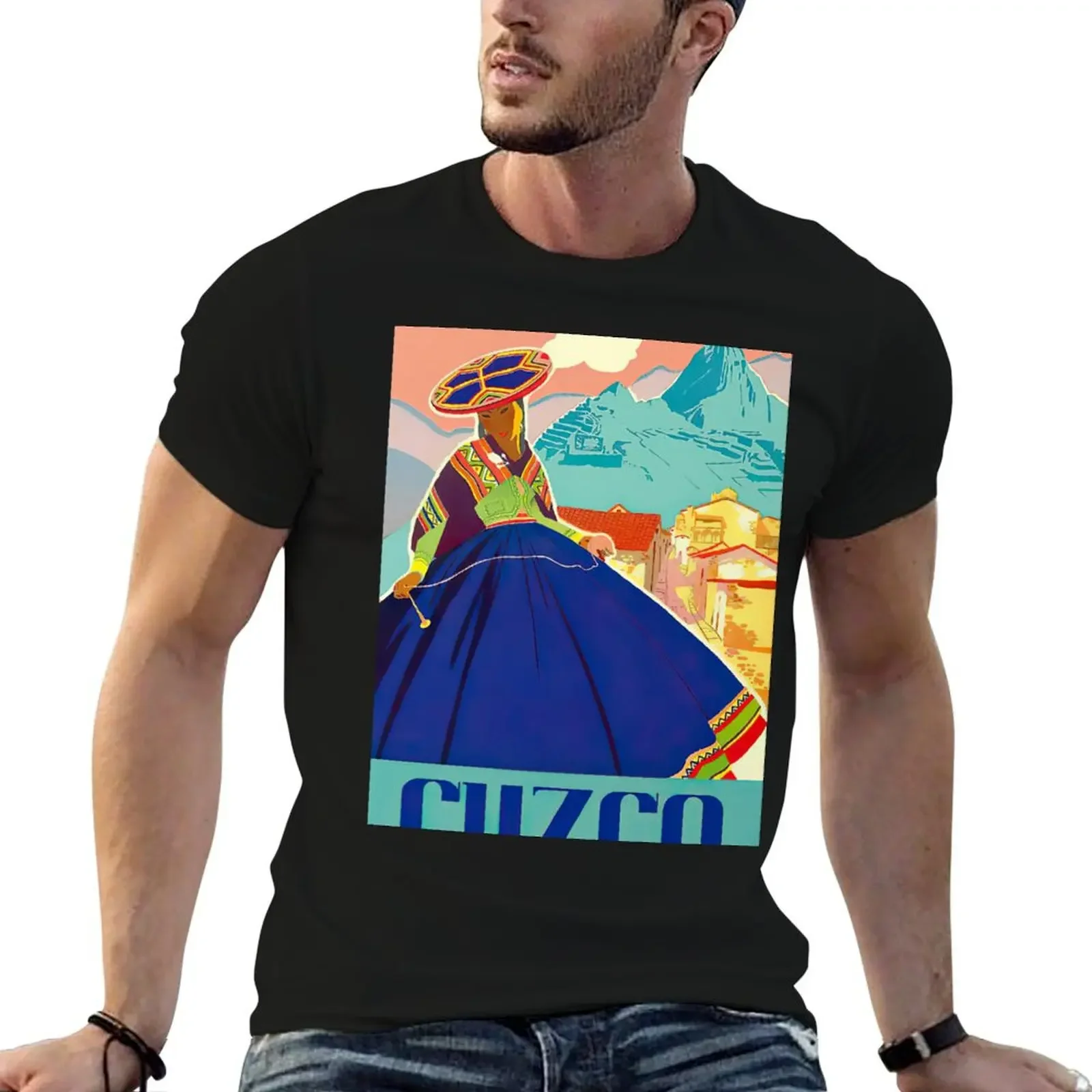 Cuzco Peru Vintage Travel Poster T-Shirt customs design your own cute tops blacks custom t shirt men graphic t shirts