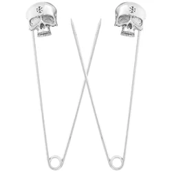 2PCS Skull Safety Pin Chic Lapel Pin For Clothing Decoration Brooch Scarf Sweater Pin Sewing Craft Supply Accessories For Party