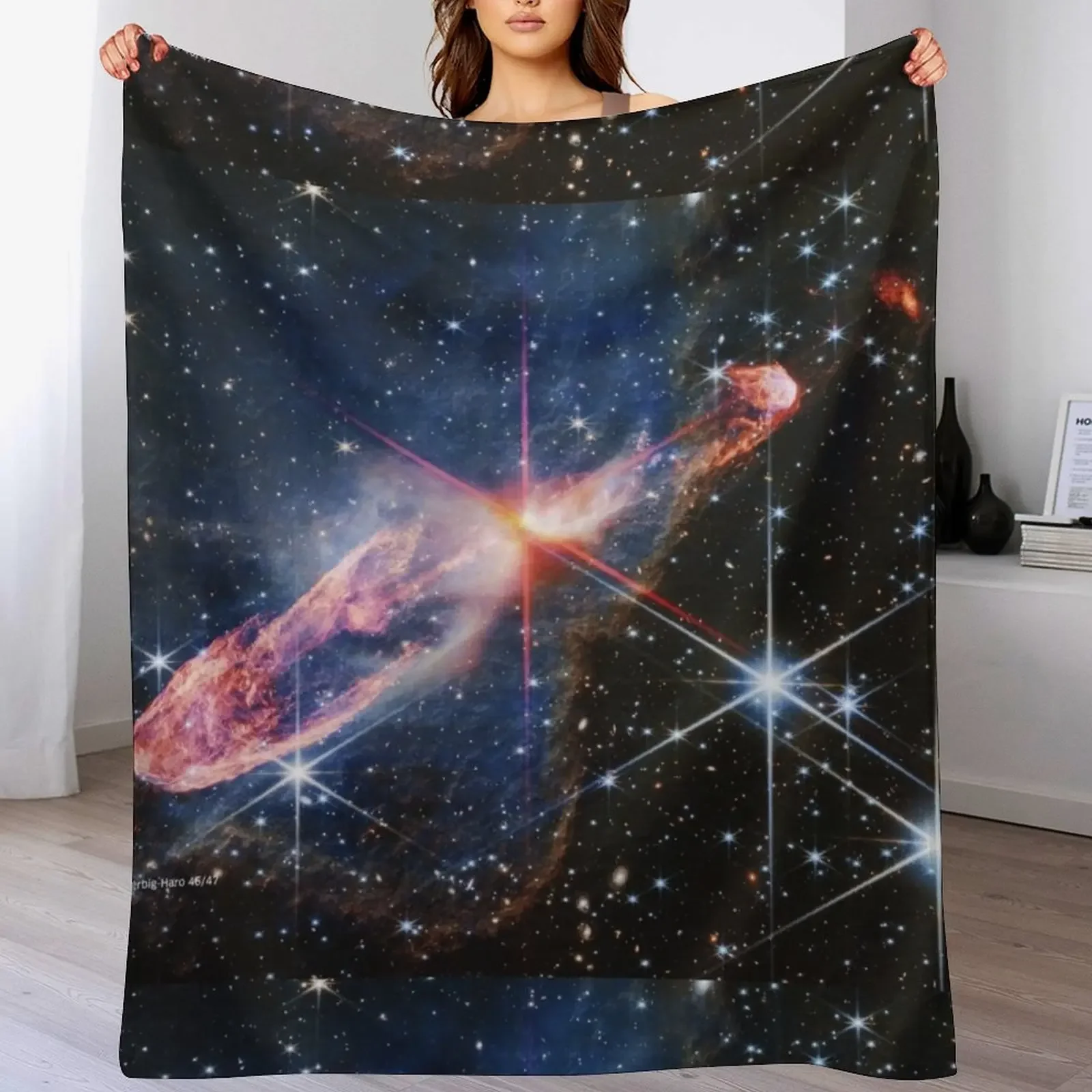 

Herbig-Haro 46/47 (James Webb/JWST) — space poster Throw Blanket Nap valentine gift ideas Soft Big Plaid Blankets
