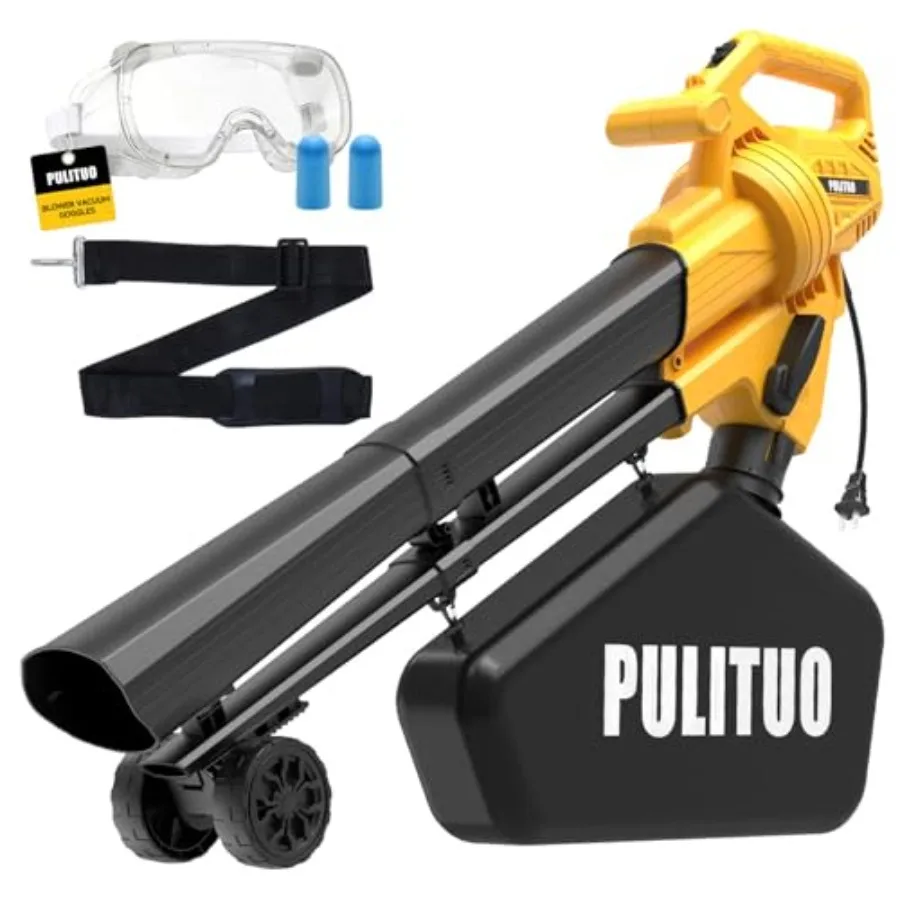 

3 in 1 Electric Leaf Blower Vacuum Mulcher with Bag 530CFM and 170MPH Leaf Vacuum Corded Blowers for Lawn Care 15:1 Powerful Le