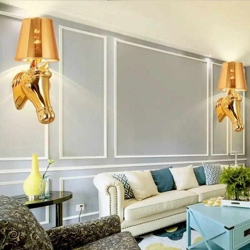 European style simple horse wall lamp corridor bedroom bedside Mediterranean wall lamp free shipping