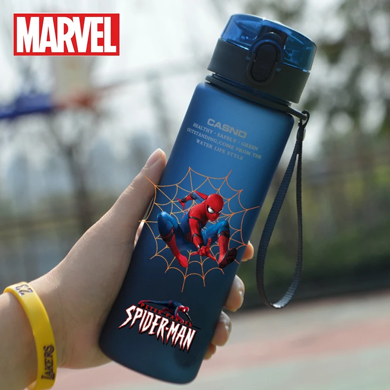 560ML Marvel Spiderman Water Cup Large Capacity Anime Cartoon Portable Plastic Water Bottles Drinking Water Cup Student Gifts