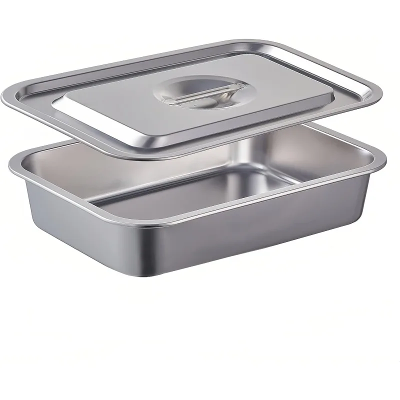 

4 Inch Extra Deep Lasagna Baking Pan with Lid, 11x14.2Inch 7.4QT Large Stainless Steel Nonstick Lasagna Baking Roasting Pans