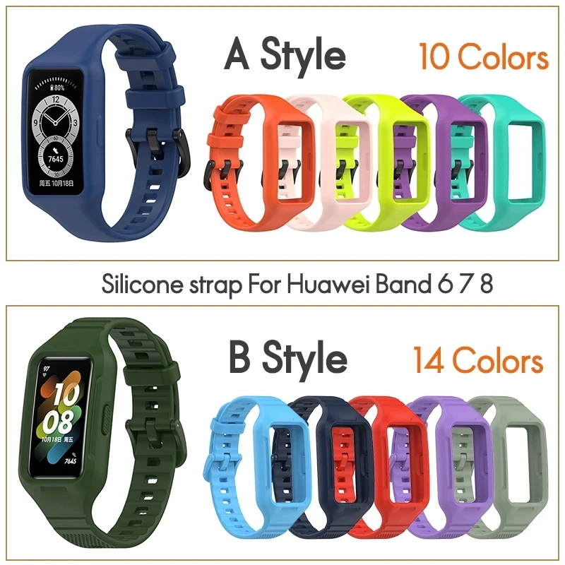 Smart Strap For Huawei Band 8 9 Silicone Integrated Glossy Bracelet Colorful Fitness Watch For Honor Band 9 7 6 Sports Wristband