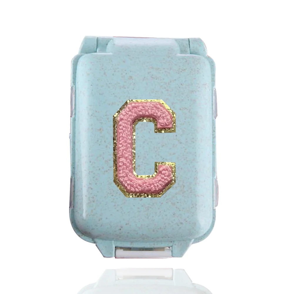 8-cell Vertical Medicine Pink Letter Embroidered Logo Storage Box Portable Waterproof Foldable Pocket with Lock Medicine Box