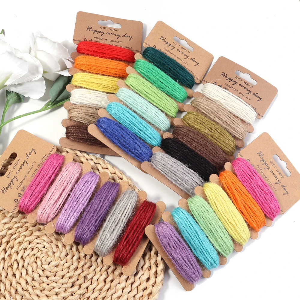 1 مجلس 2 مللي متر حبل الجوت الطبيعي الملونة الكتان القنب الحبل سلسلة DIY بها بنفسك اليدوية المنزل الملابس الخياطة اكسسوارات الديكور بالجملة