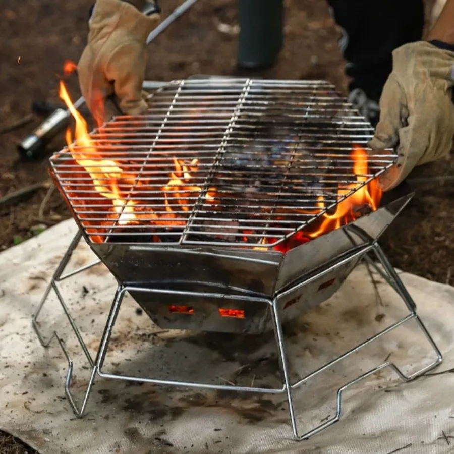Tragbarer Grill BBQ-Grill Multifunktionaler Holzkohlegrill für Haushalt …