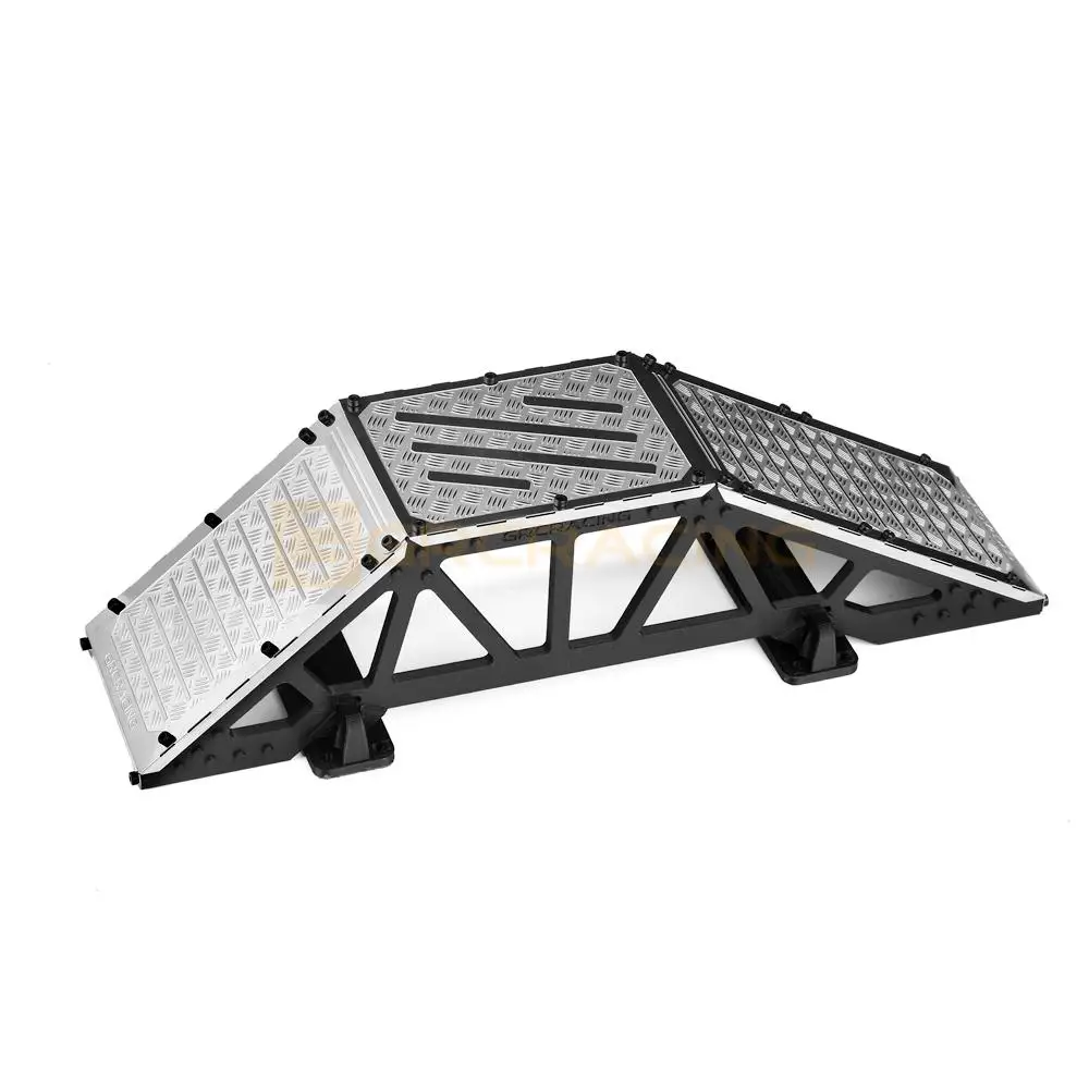 1/10 RC 크롤러 자동차 Trx4 Axial Scx10 Redcat Yikong Rgt RC 자동차용 스테인리스 스틸 데크 플라가 있는 시뮬레이션 단면 브리지