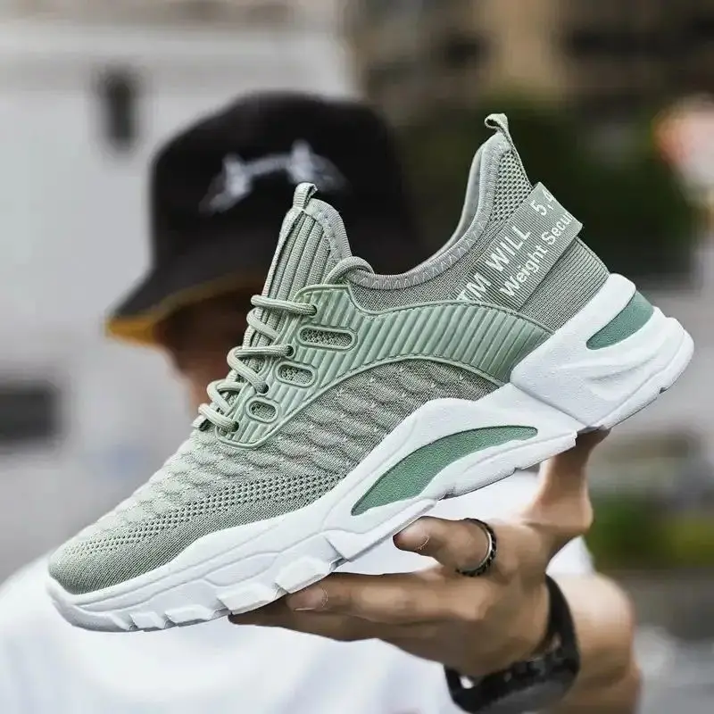 Spring Summer New Fashion Men's Casual Sneakers Breathable Knitted Mesh Thick Single Non-Slip Running Shoes Men's Sneakers