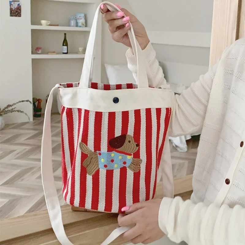 cartoon-puppy-stripe-bucket-bag-para-mulheres-bolsas-crossbody-de-ombro-feminino-bolsas-de-lona-fofas-saco-bento-portatil-diario-bolsa-para-meninas