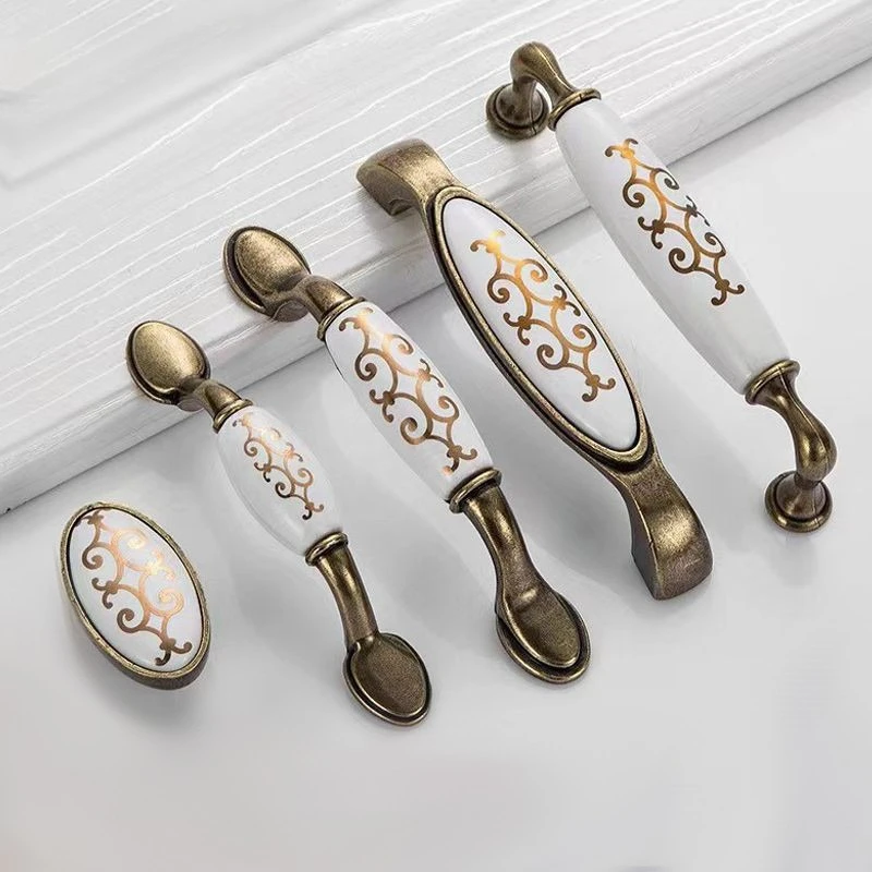

Zinc Alloy and Ceramic Furniture Handles Vintage Cottage Style Handles for Cabinets and Drawers Kitchen Cabinet Drawers Handles