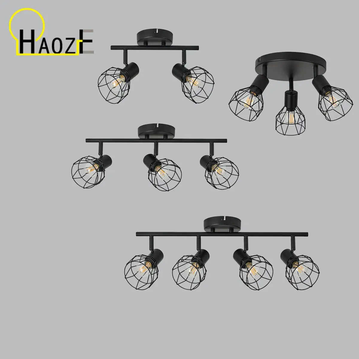 LED Ceiling Spotlight, Light, E14, Adjustable, with Grid Shade, Retro Wall Light for Study, Hallway (Bulb Not Included)