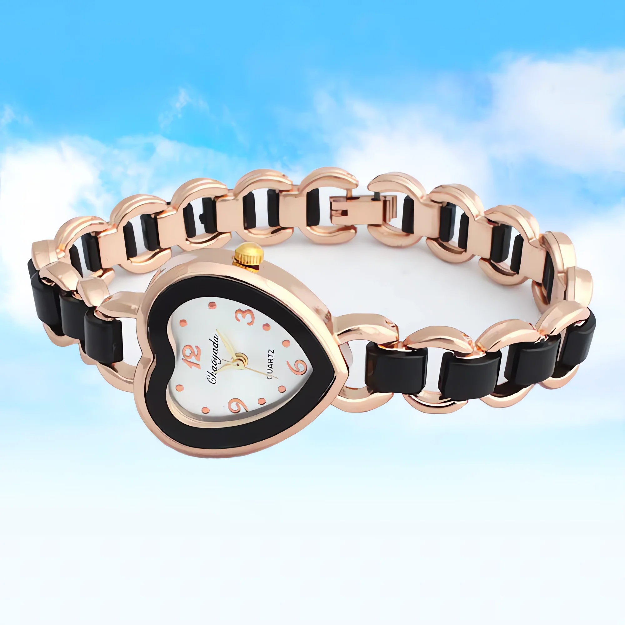 

Роскошные повседневные женские кварцевые наручные часы с сердечком, модные деловые часы, элегантные часы-браслет для женщин