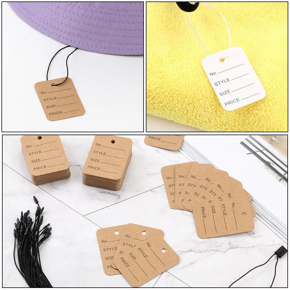 500/1000PCS DIY Fittings Retail Snap Lock Hangtags Price Tags Hang Tag String Clothing Label